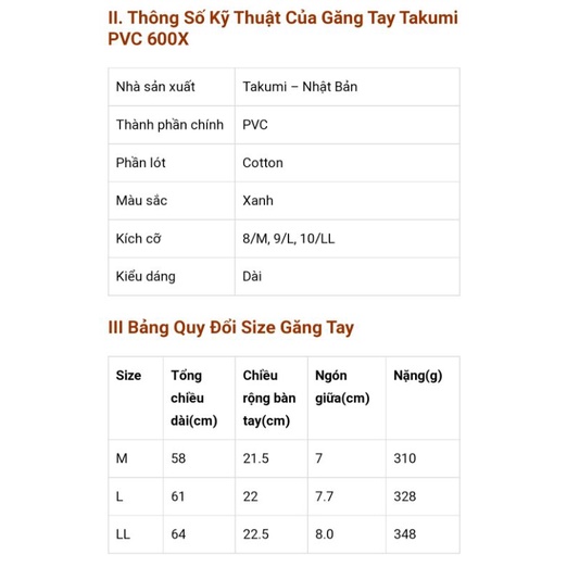 Găng tay chống hóa chất 600X TAKUMI Nhật Bản.