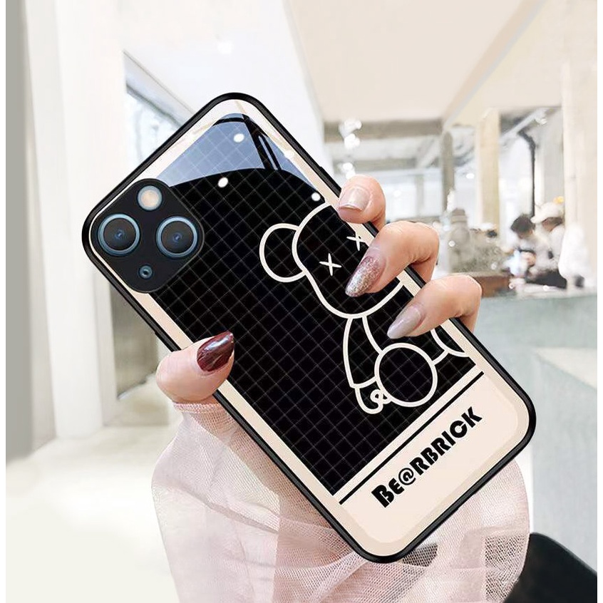 Ốp iphone Gấu Bearbrick ô vuông cho iphone 13 12 pro max mini 11 14 pro max plus x r xs max 7 8 plus 6 s plus se 2020