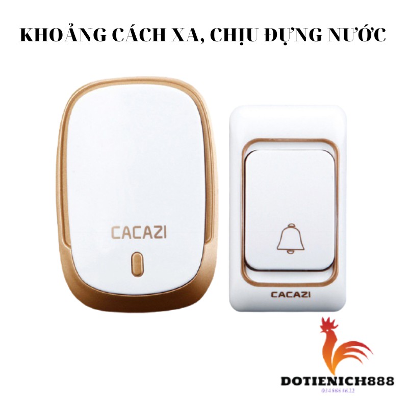 Chuông cửa không dây CaCaZi điều khiển từ xa khoảng cách 300m chống nước cao cấp