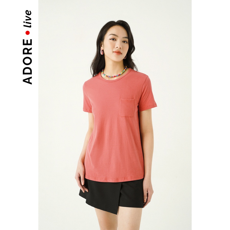 Áo phông tshirt cổ tròn basic 2 màu trắng và đỏ 2LTS0012 ADORE DRESS