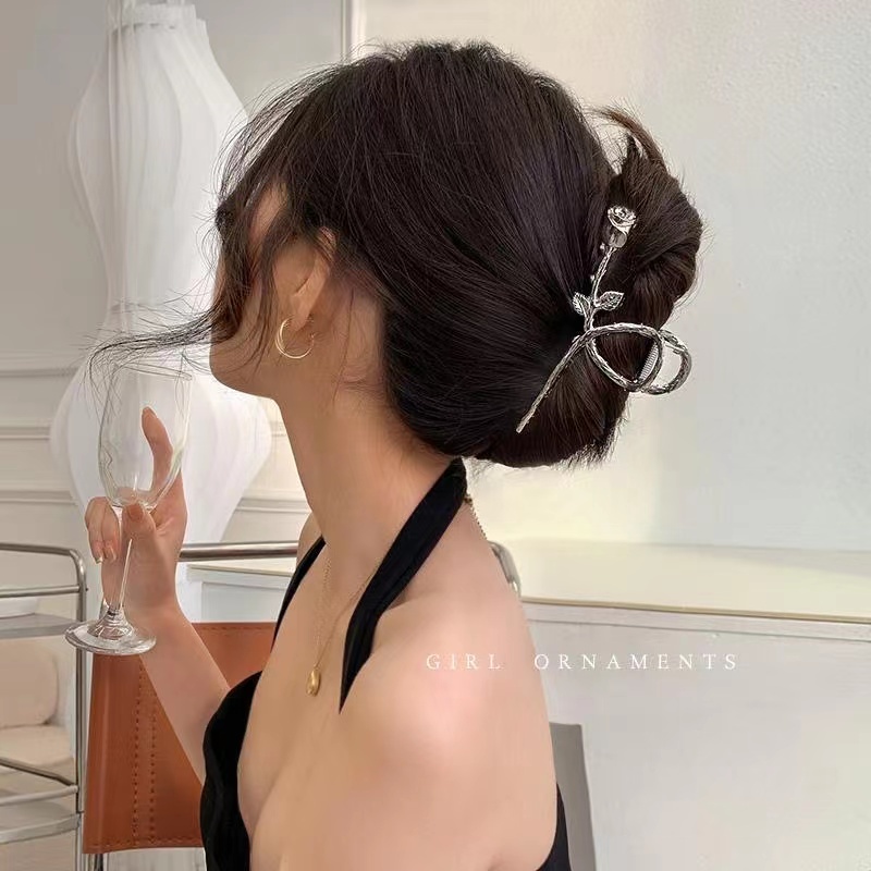Korean Style Women's Fashion Large Rose Metal Hair Clips