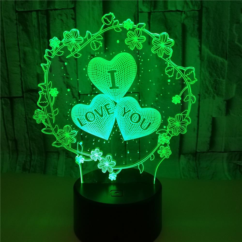 3D lamp pattern I LOVE YOU Valentine's Day wedding gift colorful touch love 3D LED lamp.