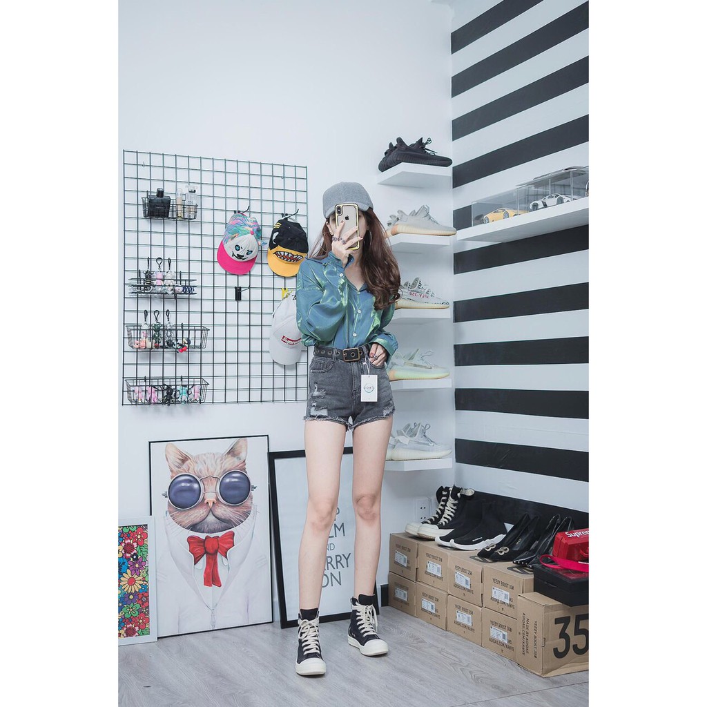 Quần đùi jeans nữ lưng cao QJ762