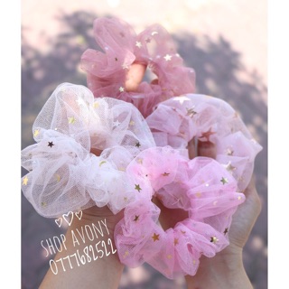 Scrunchies cột tóc voan đính sao dễ thương