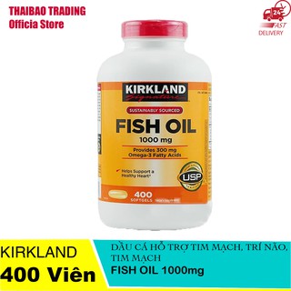 Viên uống dầu cá bổ tim mạch, trí não, tăng cường thị lực- Chai 400 viên Kirkland Fish Oil 1000mg
