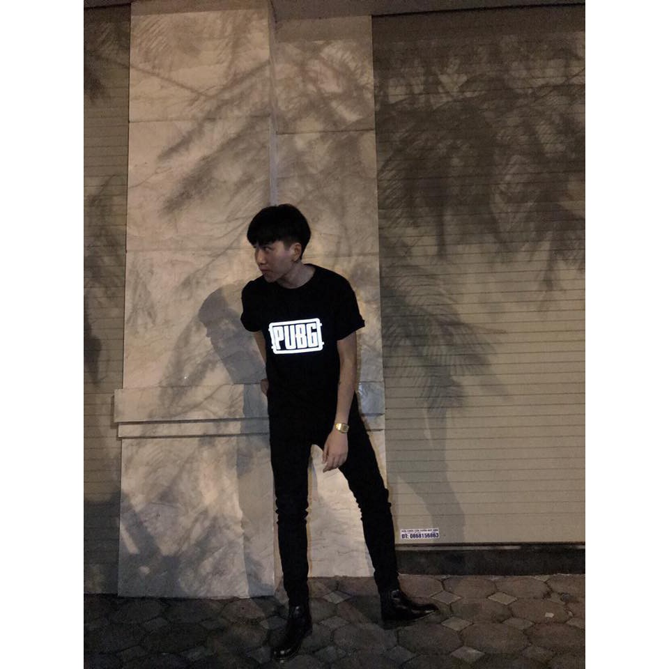 Áo thun cotton unisex tay lỡ in phản quang in PUBG - ATPQ