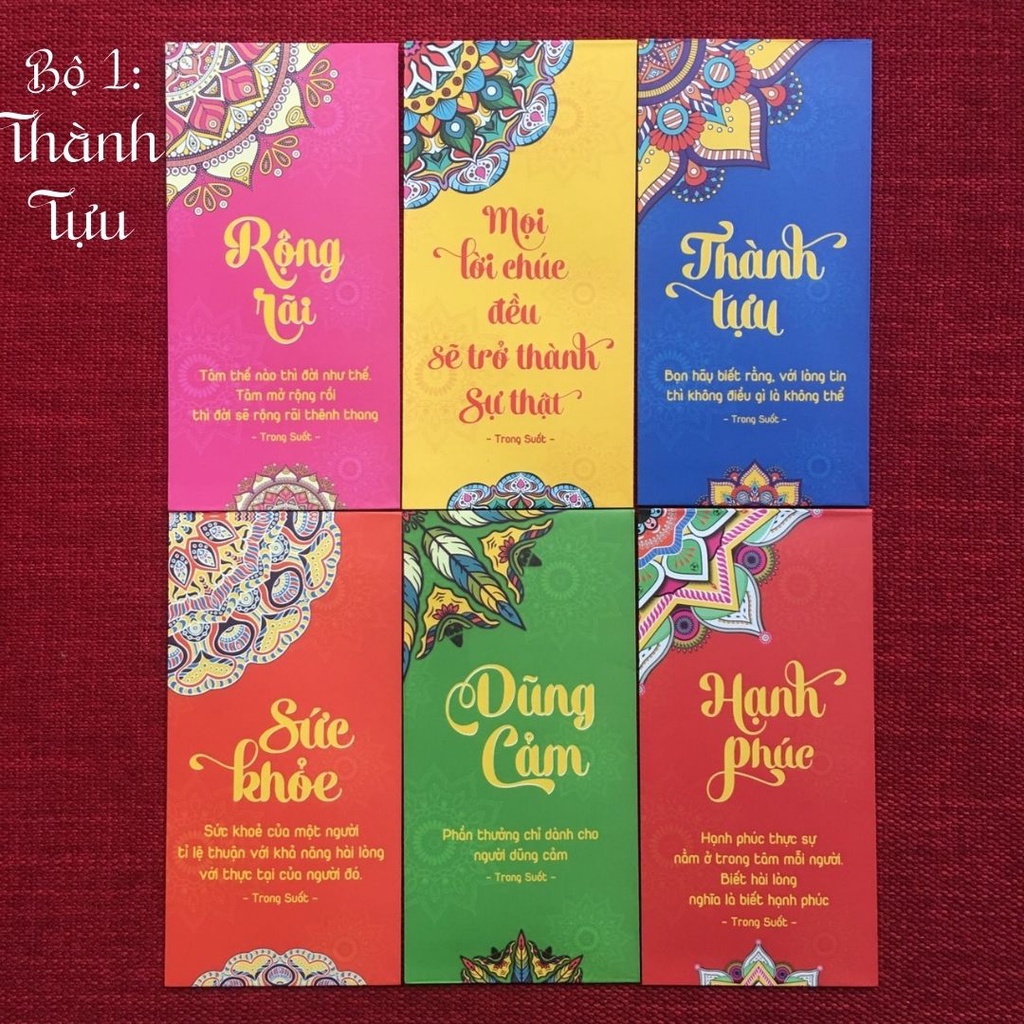 Bộ Lì xì Trong Suốt họa tiết nhà Phật Mandala [Tuyệt đẹp] - sự hoàn hảo của thế giới trong mắt Chư Phật