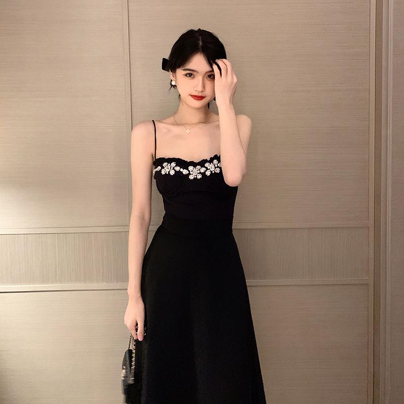 Đầm Hai Dây Màu Đen Kiểu Pháp Sang Trọng Cho Nữ