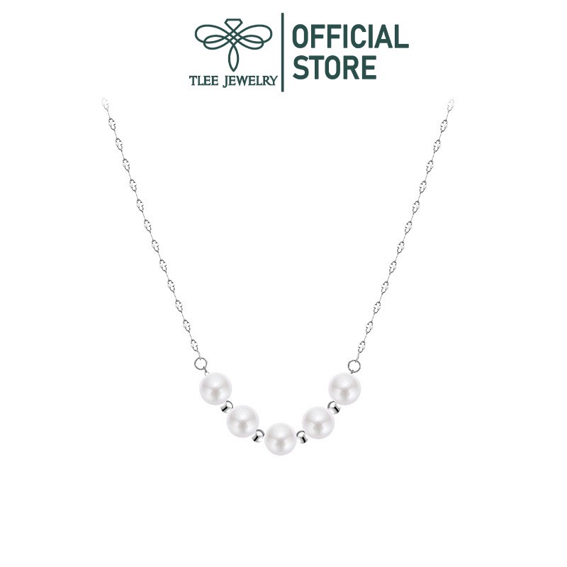 Dây chuyền bạc nữ TLEE mẫu ngọc trai nhân tạo mix dây hoa chặn lấp lánh TleeJewelry D0209
