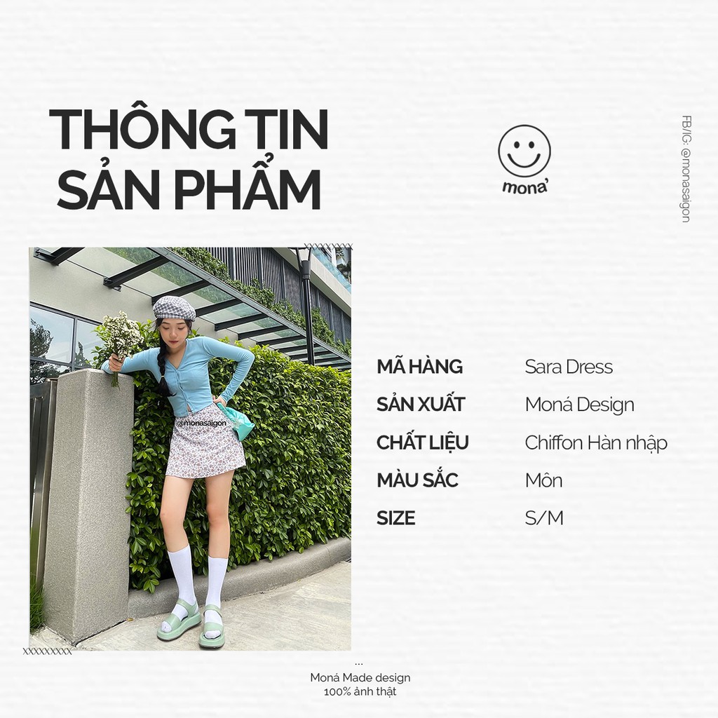 MONÁ - Chân váy ngắn họa tiết hoa vintage - SARA SKIRT - MÀU MÔN | BigBuy360 - bigbuy360.vn