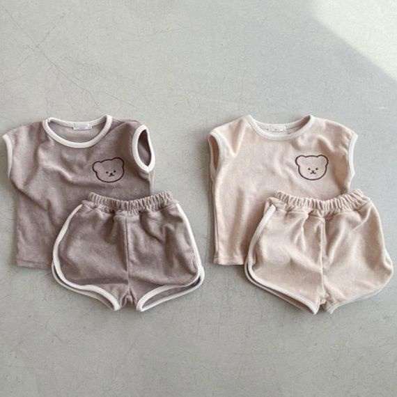 Bộ Quần Áo Cotton Không Tay Xinh Xắn Cho Bé