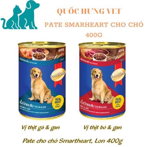 Pate Lon Smartheart Vị Bò/Gà&Gan 400g - Quốc Hưng Vet