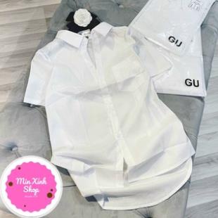 ÁO SƠ MI NỮ GU PURATO HIỀN HỒ NGẮN TAY CÓ TÚI HOTTREND MÀU TRẮNG, XANH NHẠT, XANH BẠC HÀ sơ mi trắng nữ