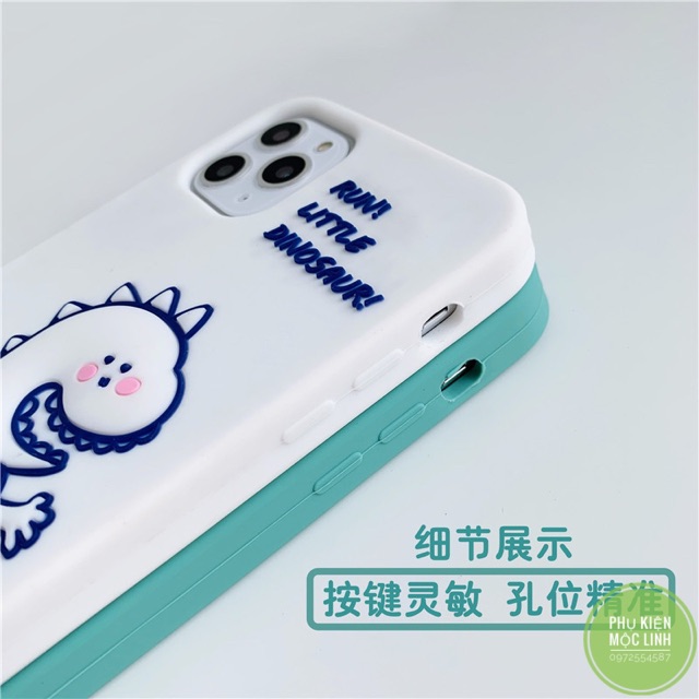 🦕Tặng kèm móc Dragon🦕Iphone 6plus 7plus 8plus X Xs max 11 / 11 pro / Max Ốp silicon khủng long đuôi hoa  chống sốc