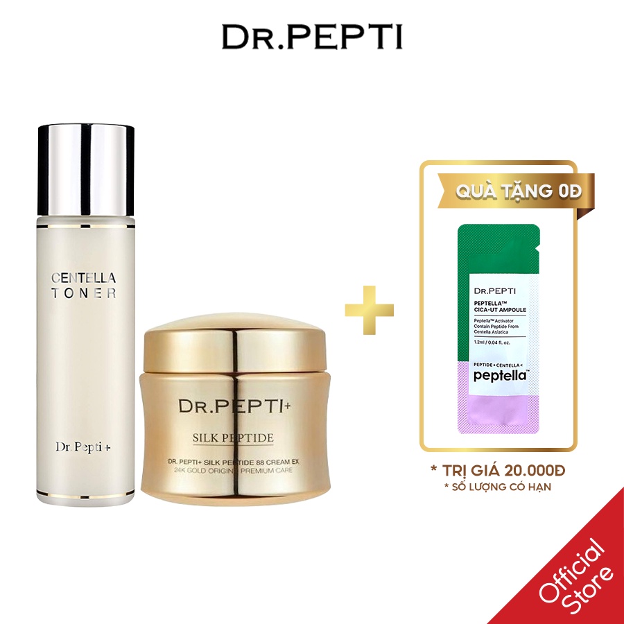 [Combo] Nước Hoa Hồng Và Kem Dưỡng Dr.Pepti Centella Toner &amp; Silk Peptide 88 Cream Ex