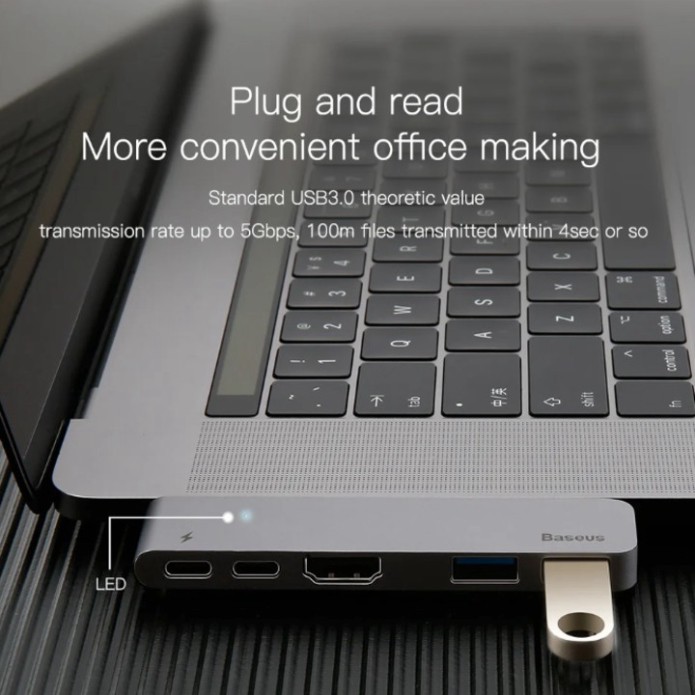 Bộ Hub chuyển đổi 5 trong 1 dành cho Macbook Pro nhãn hiệu Baseus CAHUB-B0G - HÀNG CHÍNH HÃNG