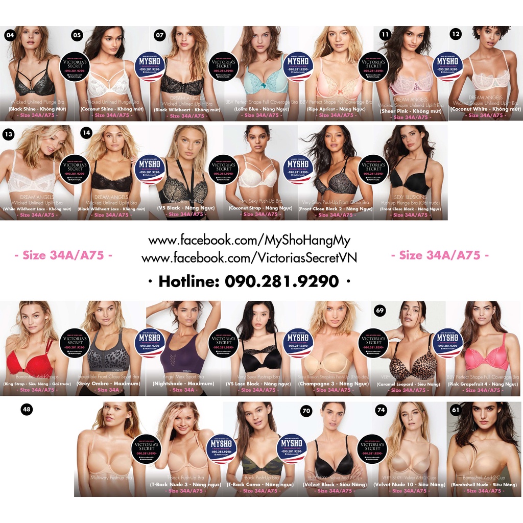 Áo lót cao cấp với chất liệu và kiểu dáng thời thượng, Hàng chính hãng từ Victoria's Secret USA