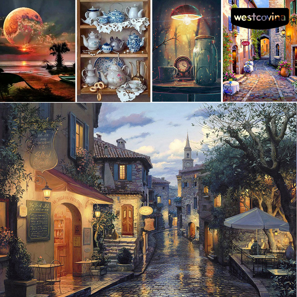 Bộ Tranh Đính Đá 30x40cm Tự Làm Hình Phong Cảnh Độc Đáo