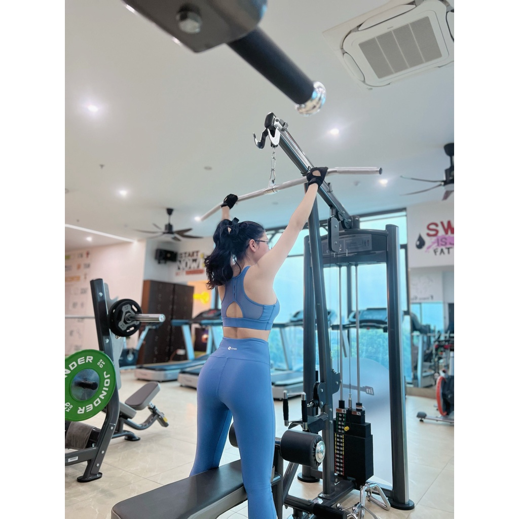 Áo Bra Tập Gym, Yoga Khoá Kéo For Ready Livan Sport Màu Xanh Đá