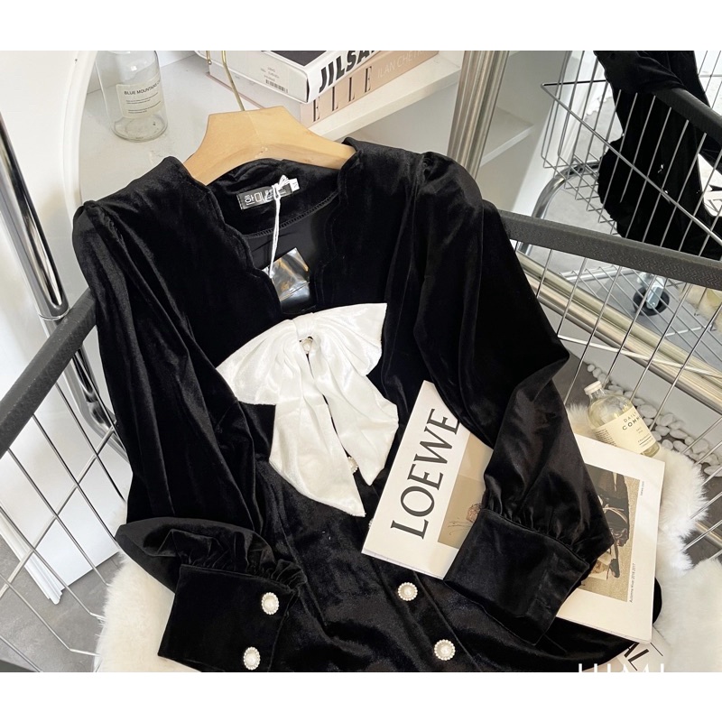 Váy Nhung Đuôi Cá Khuy Ngọc Tiểu Thư Hàng QC ảnh thật cận chất Kaylee | BigBuy360 - bigbuy360.vn