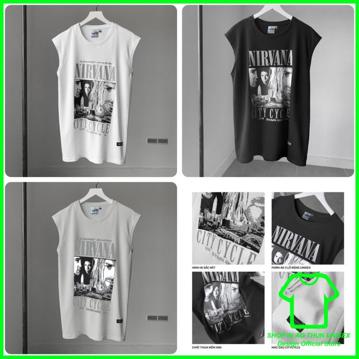 Áo ba lỗ in hình Nirvana unisex form rộng Local Brand - Áo tanktop nam nữ Nirvana City Recycle Mẫu 3