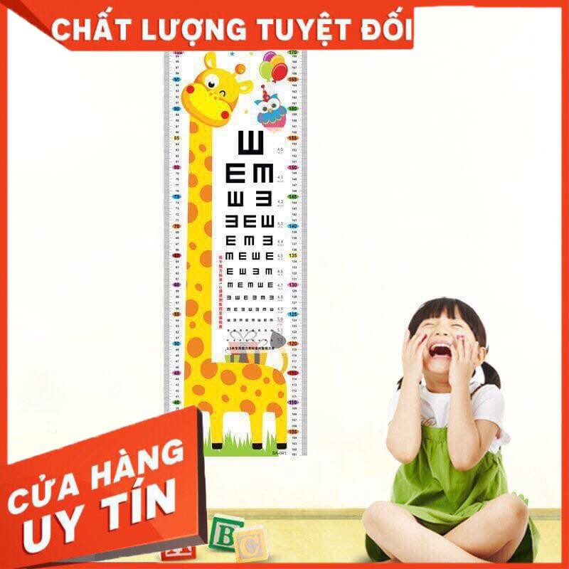 Decal Thước đo chiều cao, đo thị lực- Thước đo chiều cao cho bé, kèm dây, bút, thước đo