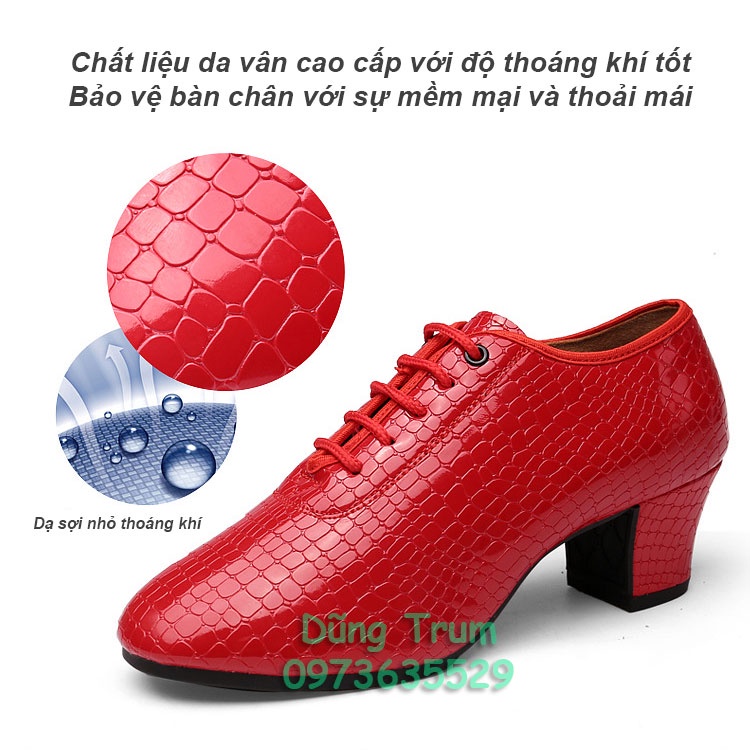 Giày khiêu vũ gót vuông cao 5cm đàn hồi êm ái hỗ trợ nhảy khiêu vũ cực tốt KV25