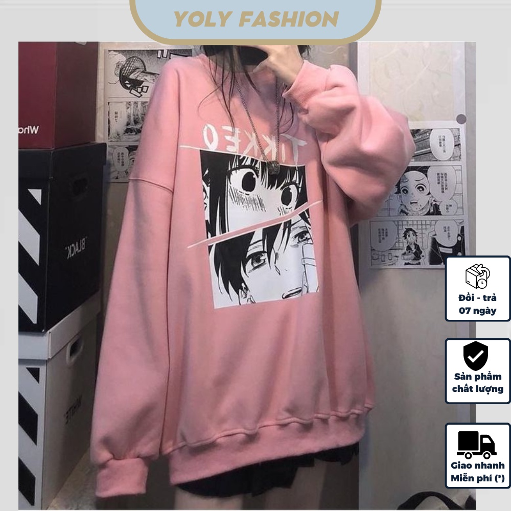 Áo Sweater Nỉ Ngoại In Hình Anime, Áo Nỉ Dài Tay In Hình Anime Nhật Bản Chất Nỉ Dày Đẹp