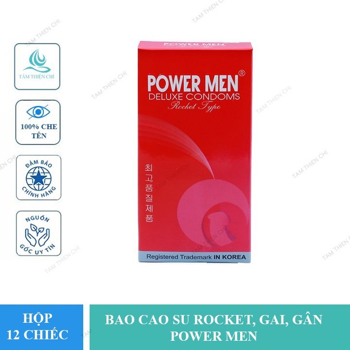 Hộp 12 chiếc Bao cao su POWERMEN ROCKET gai gân thắt TTC