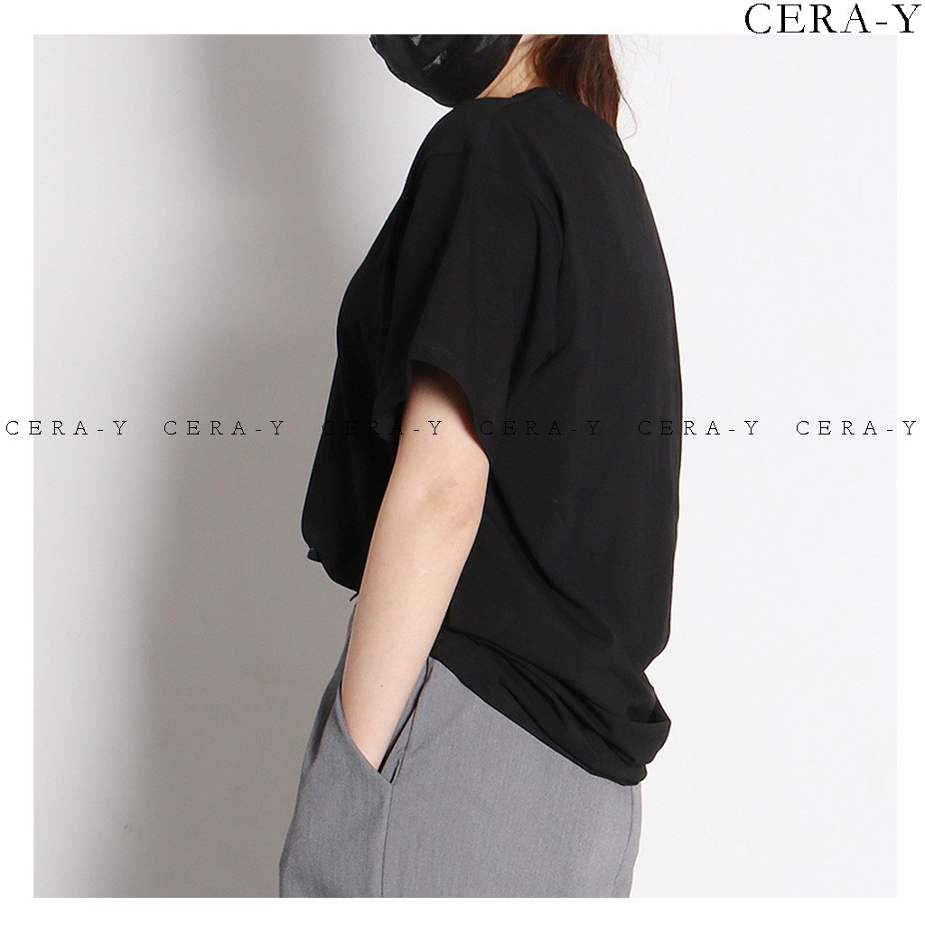 Áo thun form rộng Unisex CERA-Y màu đen CRA012