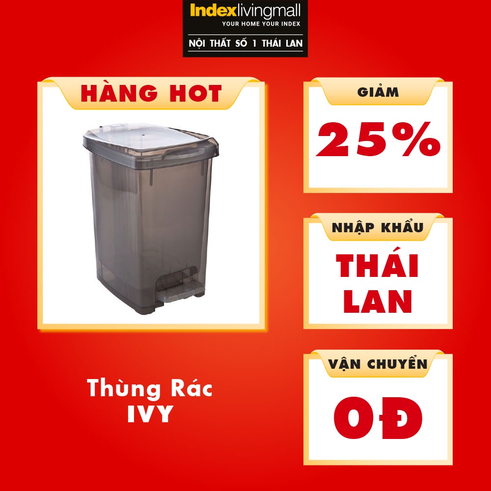 Thùng Rác IVY Màu Đen Index Living Mall