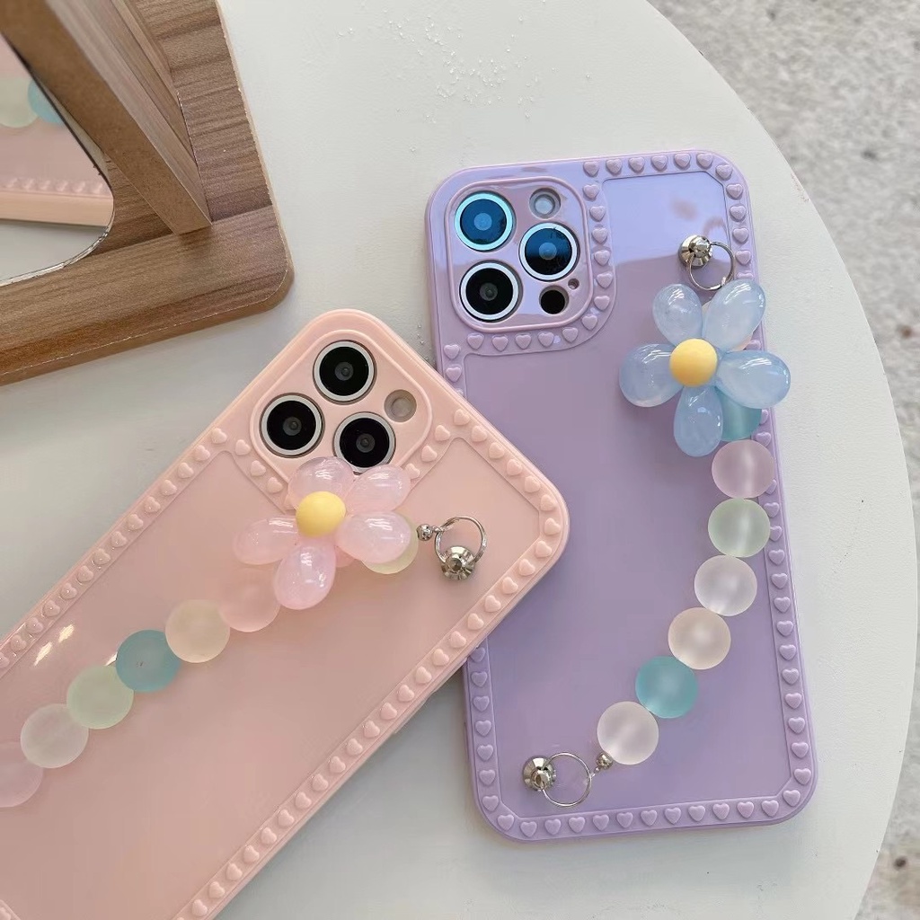 Ốp Điện Thoại tpu Dẻo Họa Tiết Hoa Hướng Dương Kèm Vòng Đeo Tay Cho iphone 12 11 pro max xs max xr x 7 8 plus