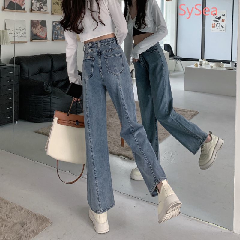 Quần Jeans Lưng Cao Phong Cách Vintage Cho Nữ