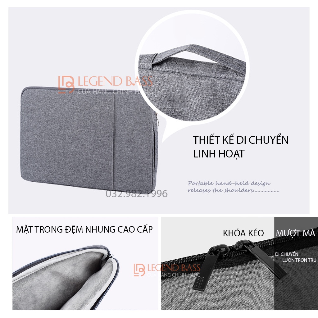 Túi chống sốc laptop 14inch, 15 6inch cao cấp ,  túi đựng macbook 2 ngăn có quai xách chất liệu dày dặn chống nước