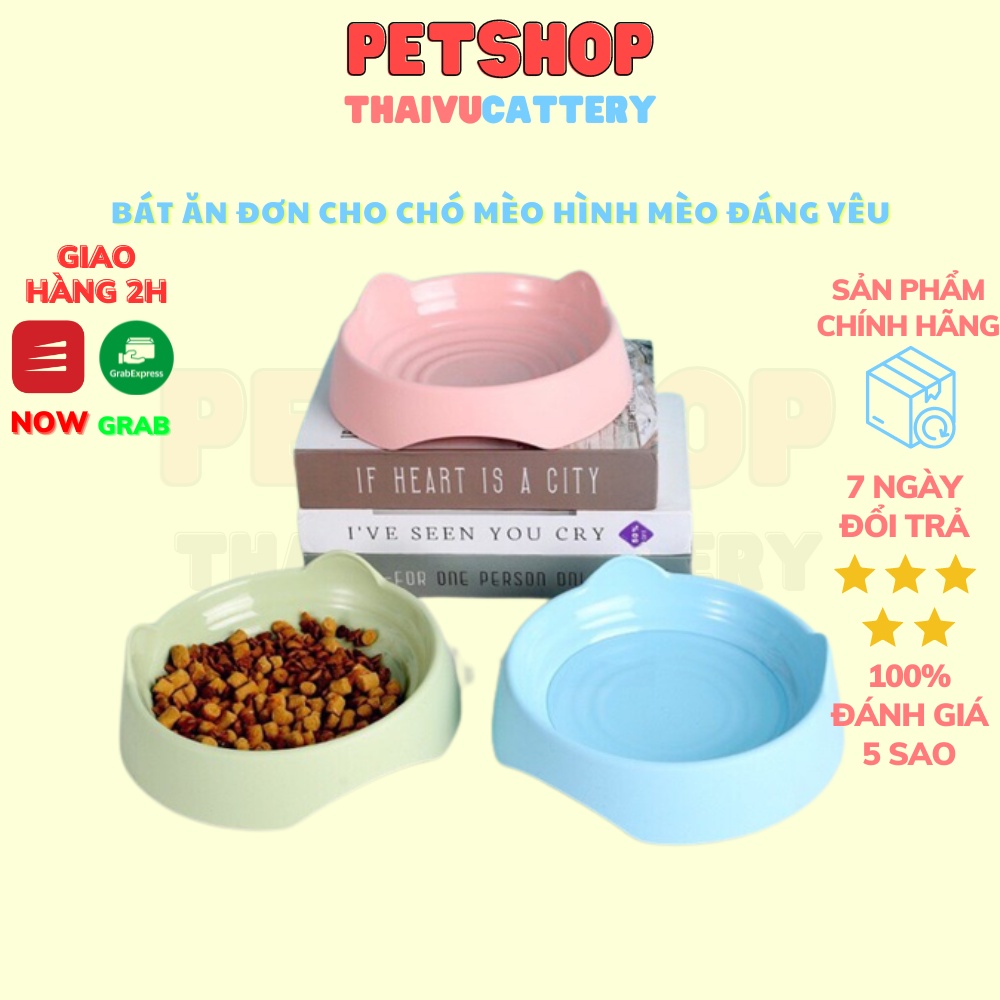 Bát ăn đơn hình tai mèo đáng yêu cho chó mèo chứa được nhiều thức ăn vững chắc loại dày-Thaivucattery