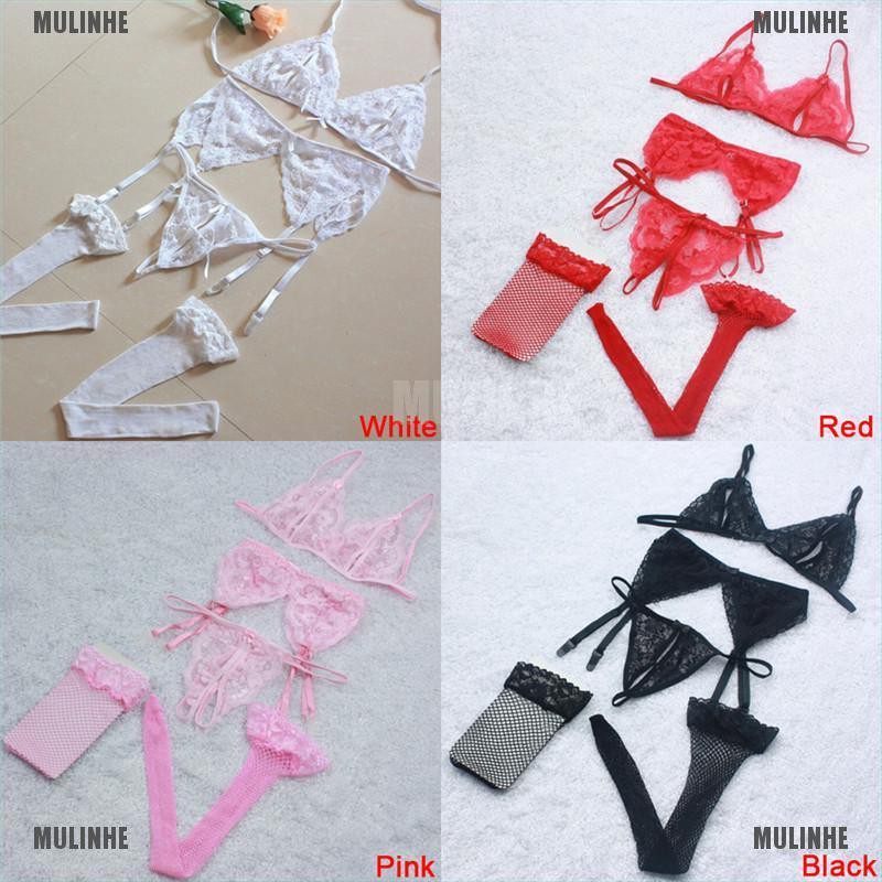 Set 4 Quần Lót Lọt Khe Phối Ren Quyến Rũ Dành Cho Nữ