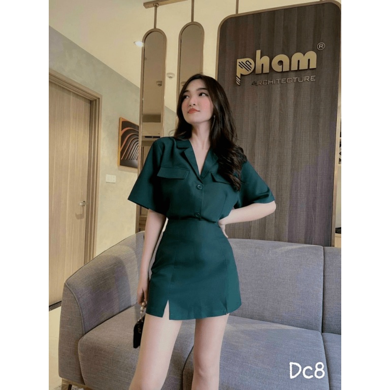 (FREE SHIP) SÉT VEST CHÂN VÁY 2 MÓN TUYẾT MƯA TÔN DÁNG CỰC XINH PU VALENTINNA