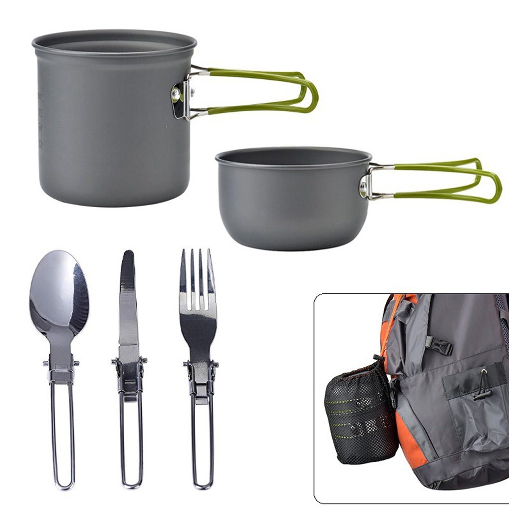 Bộ 6 dụng cụ nấu ăn cắm trại ngoài trời bằng nhôm thép không gỉ chống dính có thể rửa sạch