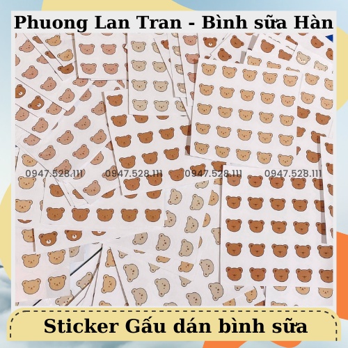 Sticker Gấu dán bình sữa đồ dùng cho bé