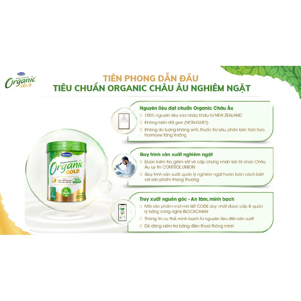 Sữa dinh dưỡng công thức Vinamilk Organic Gold 1- 2 Hộp 350g