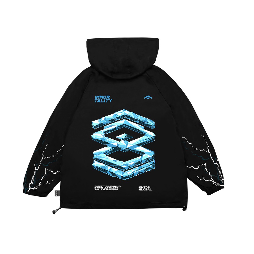 Áo khoác dù 2 lớp màu đen, có nón Nothing Easy Jacket local brand ONTOP | O21-AK1