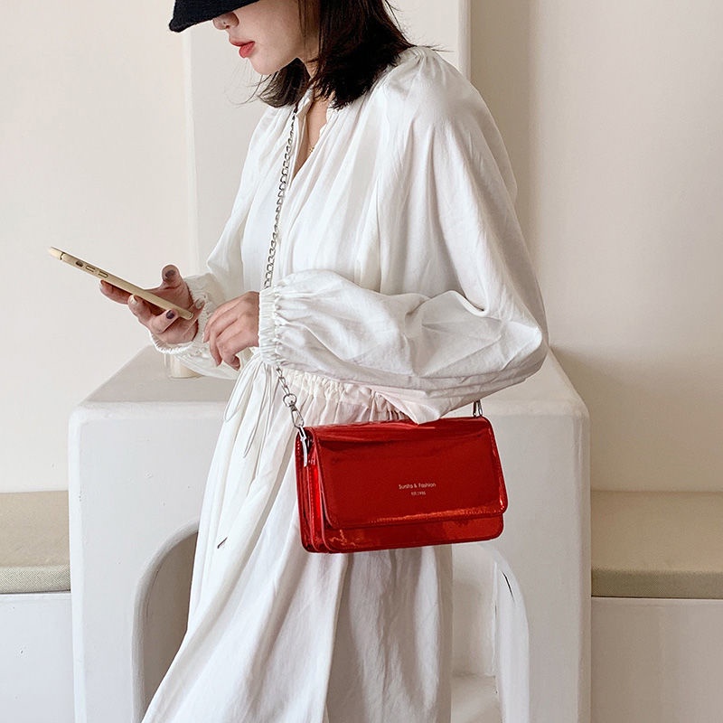 Túi Đeo Chéo Mini Màu Bạc / Đen Lấp Lánh Thời Trang Cho Nữ