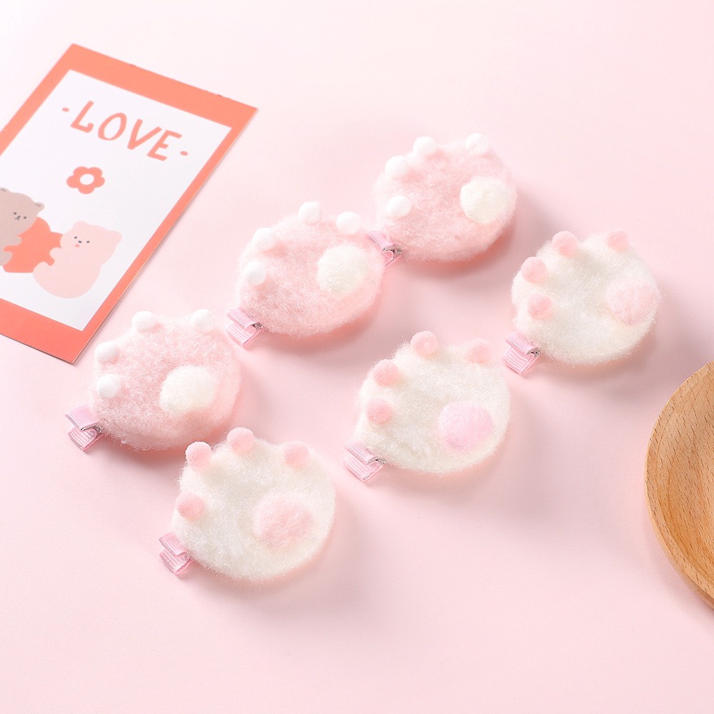SET 2 Kẹp tóc - cài tóc nữ mỏ vịt chân mèo hồng trắng cute dễ thương