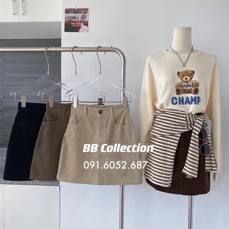 Chân váy chữ A nhung trơn