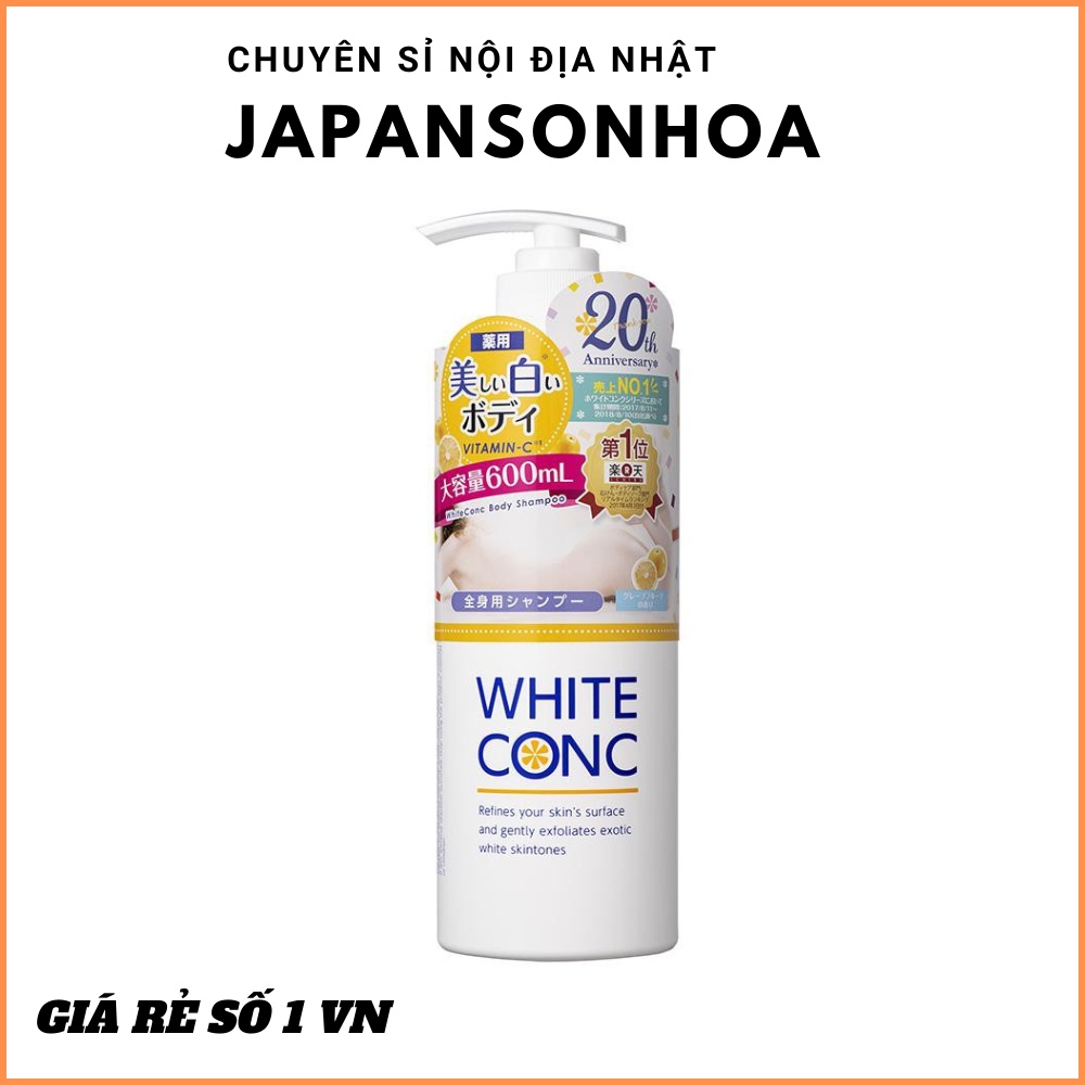 Sữa tắm White Conc Body Shampoo trắng da 600ml - chuyên sỉ hàng nội địa Nhật
