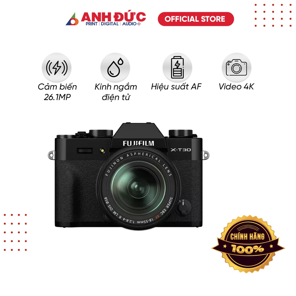 Combo máy ảnh Fujifilm X-T30 Mark II và Kit 18-55mm f/2.8-4, Bảo hành chính hãng 12 tháng Fuji Việt Nam