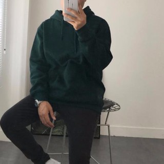 Áo khoác Hoodie Basic trơn - XANH RÊU - Unisex