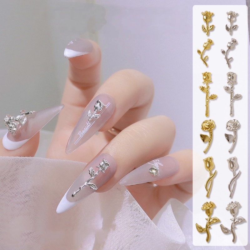 Set 10 charm hoa hồng trang trí móng