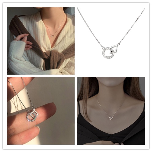 Vòng cổ Thiết Kế Mặt Hình Học Đơn Giản Sang Trọng Phong Cách Hàn Quốc