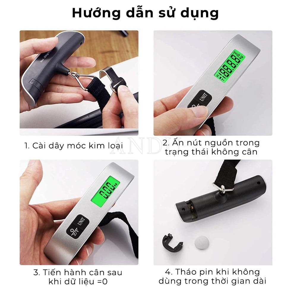 Cân Điện Tử Màn Hình LCD Cầm Tay Tối Đa 50Kg, Cân Điện Tử Cầm Tay Chuyên Dụng